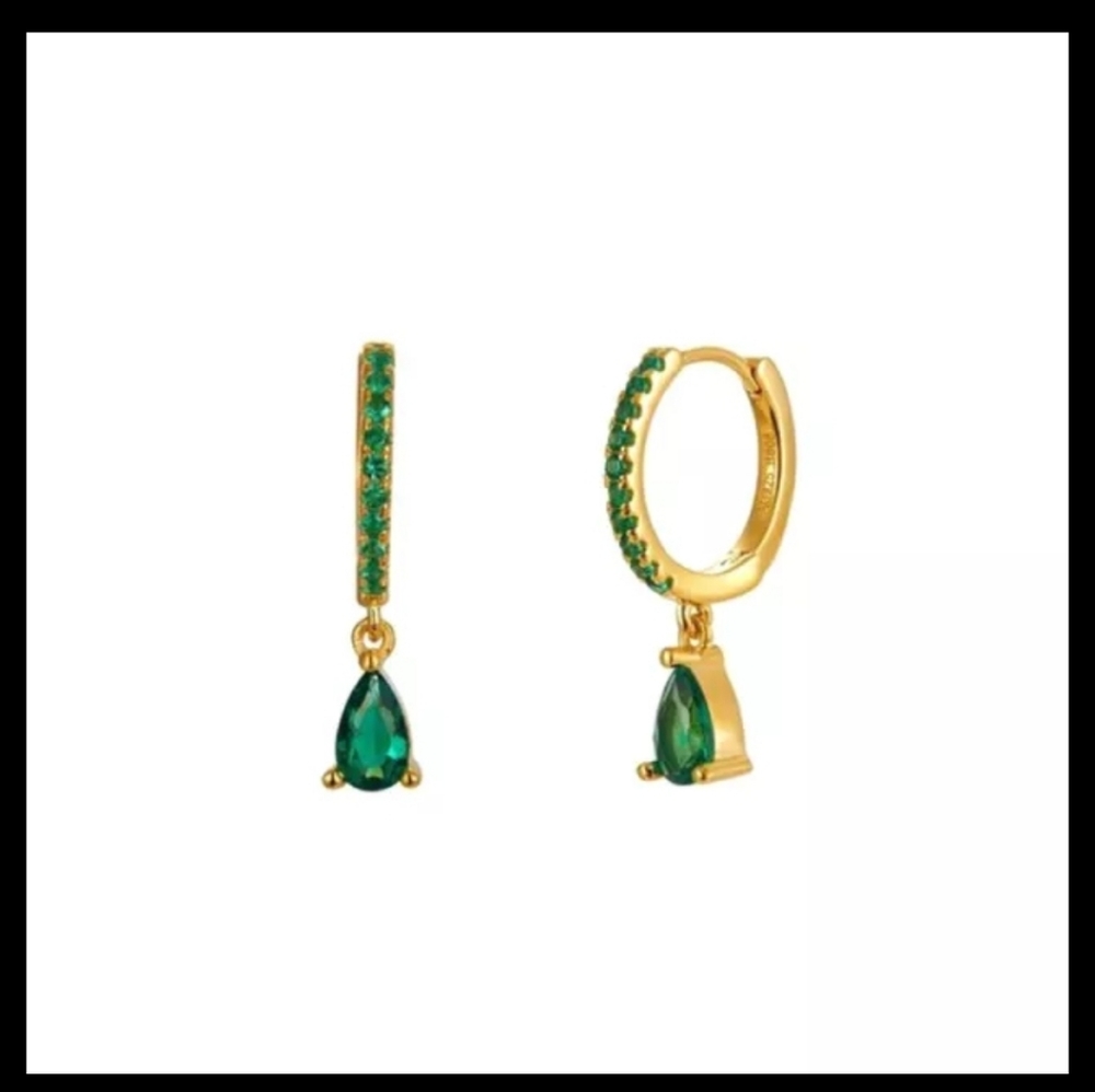 Gorgeous Emerald Mini Hoops